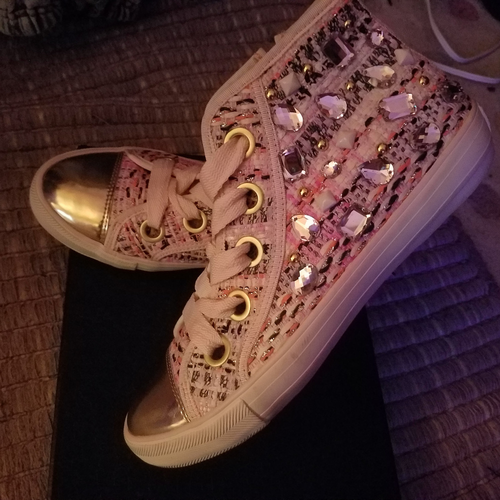 Ash Vanessa pink & white high top sneakers